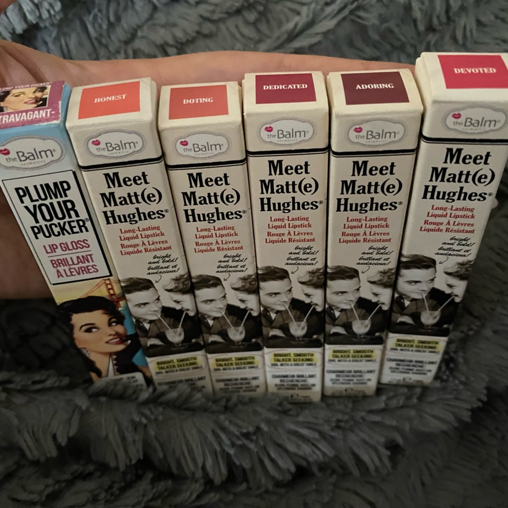 Set of 6 TheBalm Meet Mat(te) Hughes Lip & Plump Your Pucker Lip Gloss